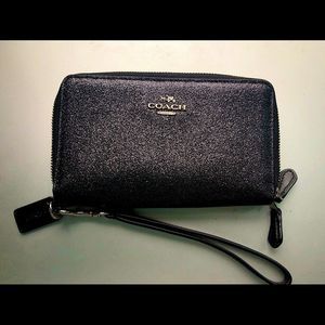 Small Coach Black Shimmer Wristlet